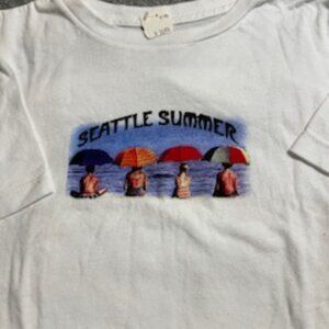 NWT Jake's Dry Goods Fun White Cotton Seattle Tee Shirt Size Large